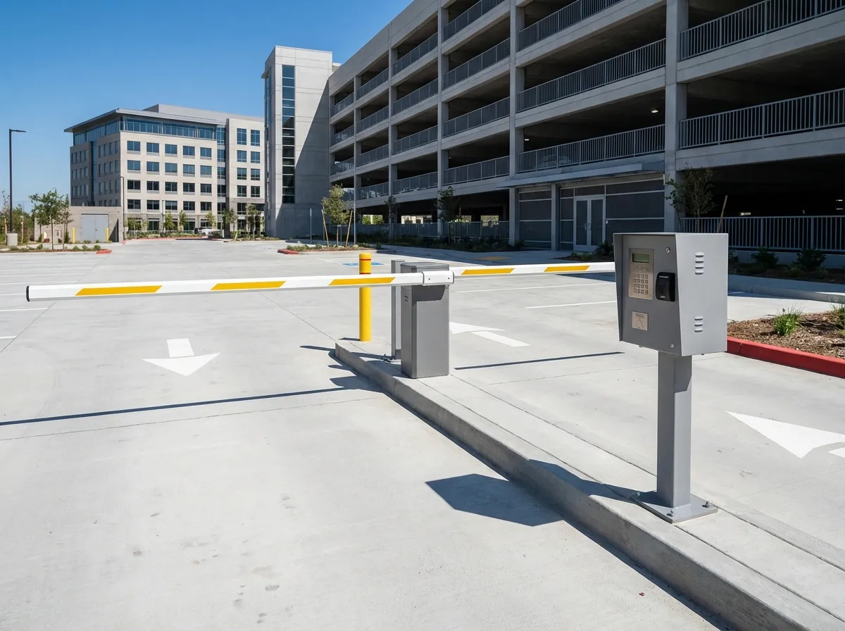 doorking barrier arm gate at commercial parking lot entrance